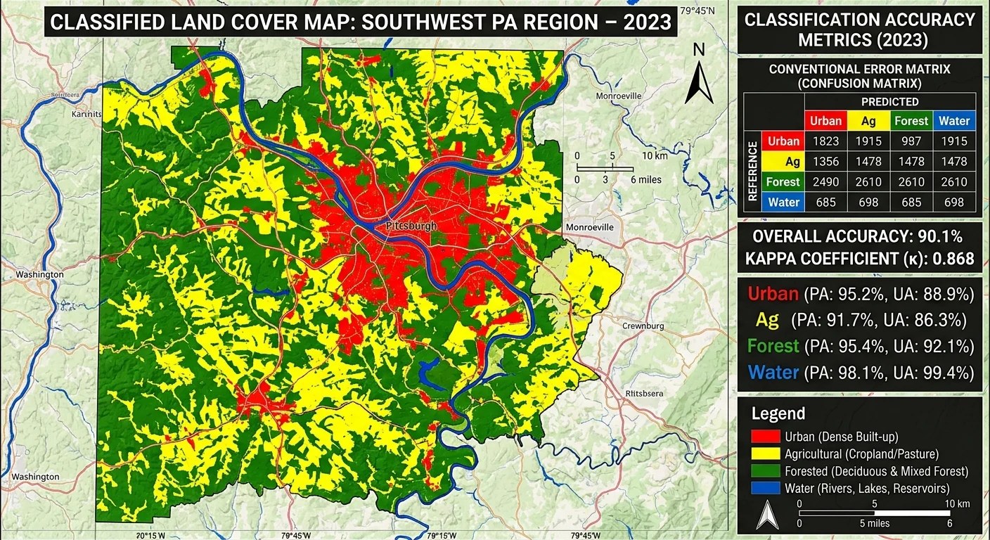 Final classified land pattern map with accuracy assessment results